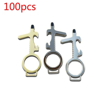 

100pcs isolated non-contact hole bottle opener key chain button handles can isolate hand hygiene zero-contact sanitation tools