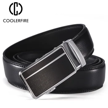 

COOLERFIRE COW Genuine Leather Belts For Men High Quality Male Brand Automatic Ratchet Buckle Belt 1.25" 35mm Wide 110-130cm
