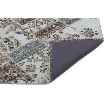 

Handmade Beige Vintage Overdyed Patchwork Area Rug 120x180 Cm-3'11''X5'11''