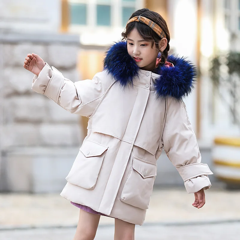 

Winter Duck Down Jacket for Girls Hooded Long Jacket Coat Children Parka Teenage Outerwear Snowsuit Girl Winter Coats Kids Down