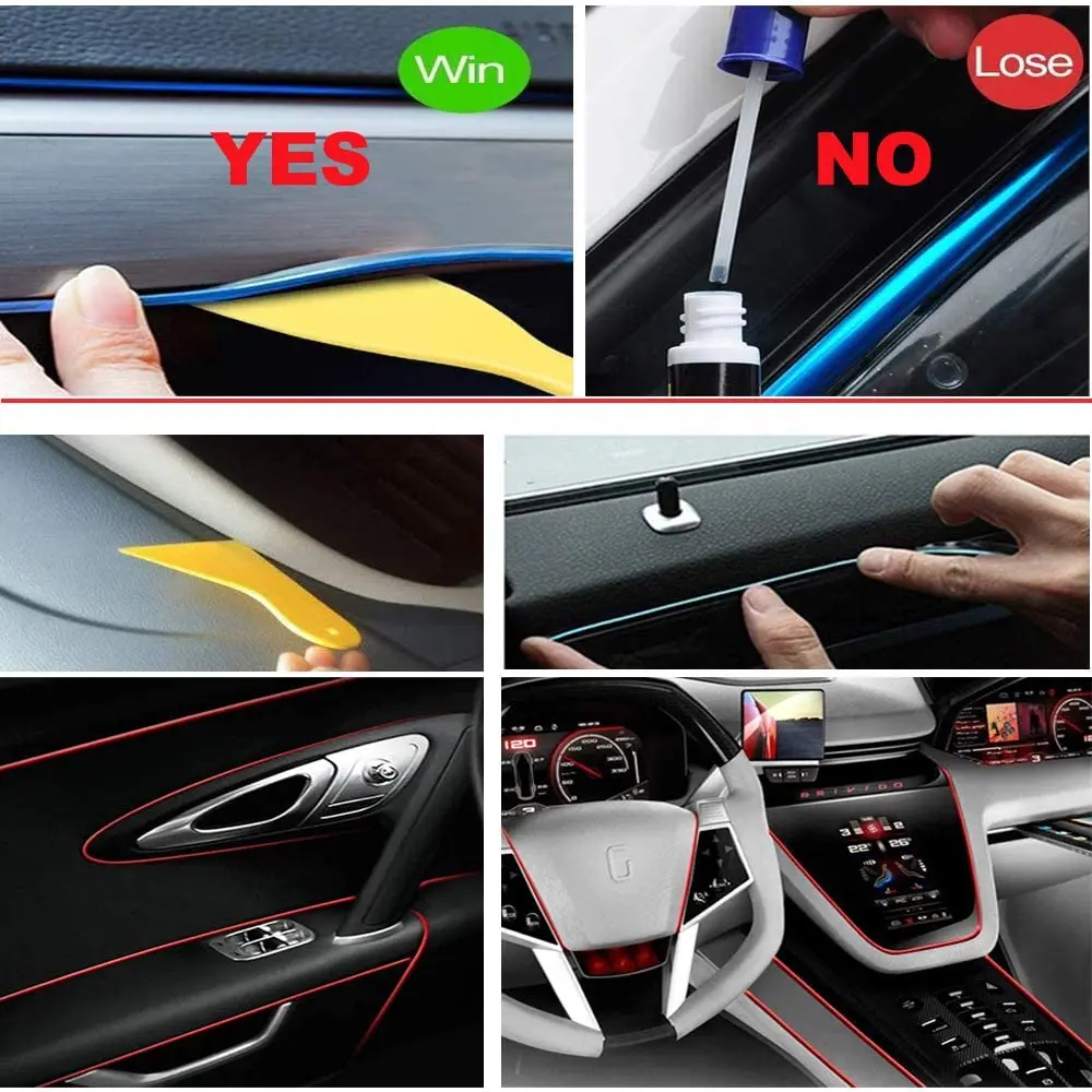 LED -- Fil EL -- 5 mètres -- Éclairage intérieur de voiture -- Blue glace  -- Connexion USB