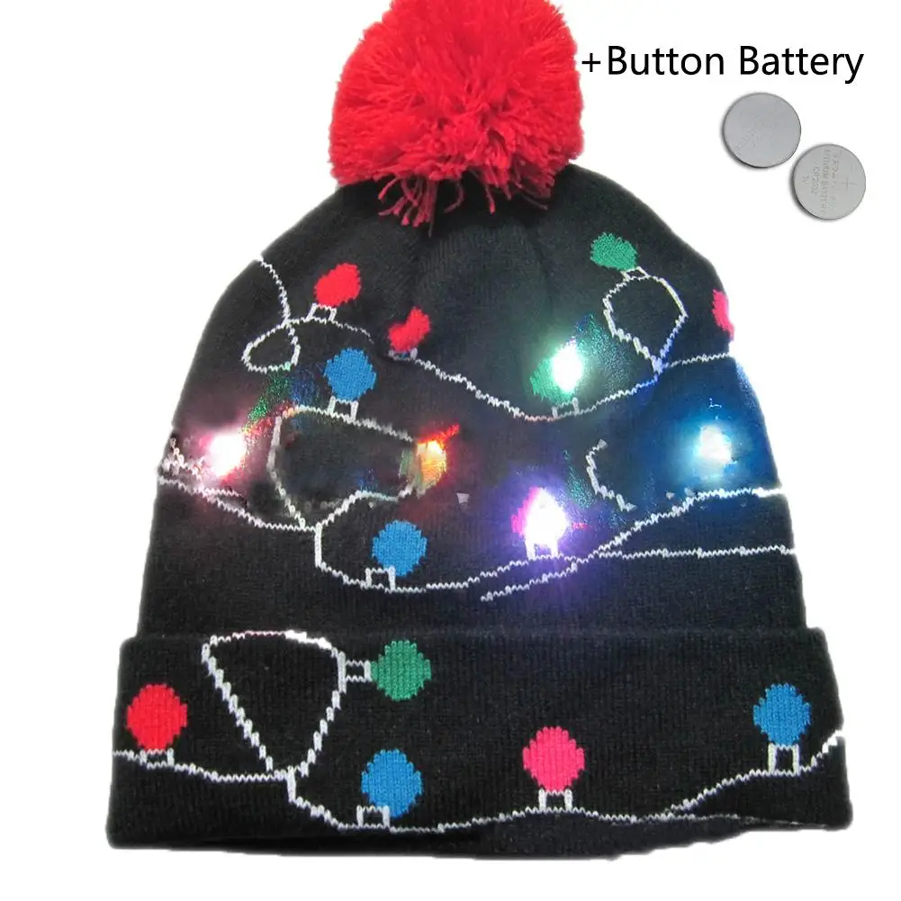 Рождественская шапка светящаяся вязаная шляпа теплая осень зима Рождественские подарки для вечеринок декоративная хорошая эластичность для взрослых детей среднего возраста - Цвет: 3