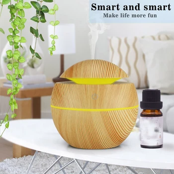 

ELOOLE 130ML Wood Grain Humidifier Essential Aroma Oil Diffuser Ultrasonic Air Humidifier USB Mini Office Mist Maker LED Light
