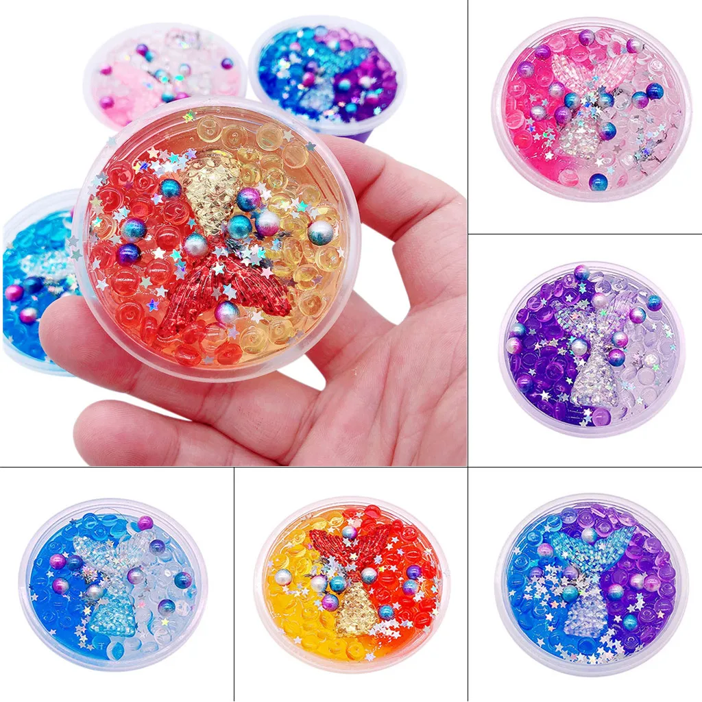 Слайм игрушки для детей DIY полимерная глина смешивание красочные гзряь хвост