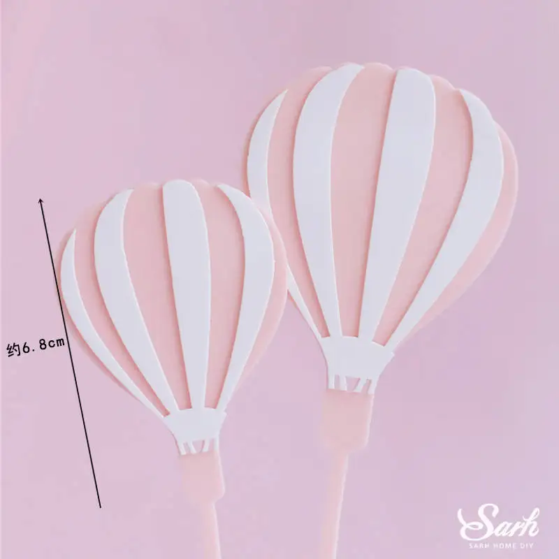 Bow Tie Hedgehog Wedding Decoration Ferris Wheel Star Happy Birthday Cake Topper for Party Baking Supplies Anniversary Love Gift - Цвет: 2pc Hot air balloon