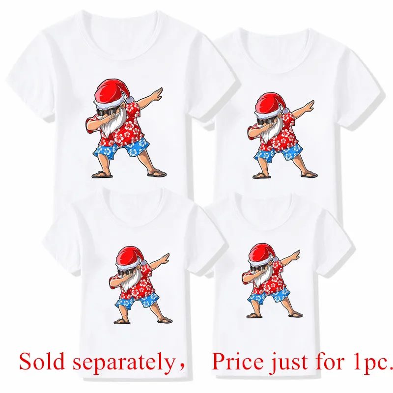 thumbnail image 1 of Divertida camiseta navideña familiar con estampado de Papá Noel, trajes navideños familiares, camisa a juego de manga corta para madre, padre e hijo, 1 of 5