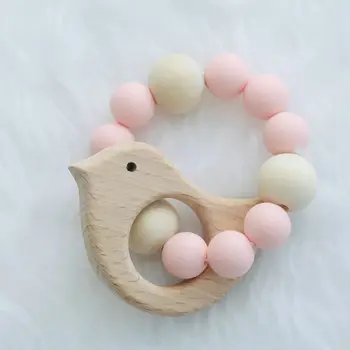 

Baby Wooden Teether Molar Bracelet Animal Shaped Pendant Teething Toy