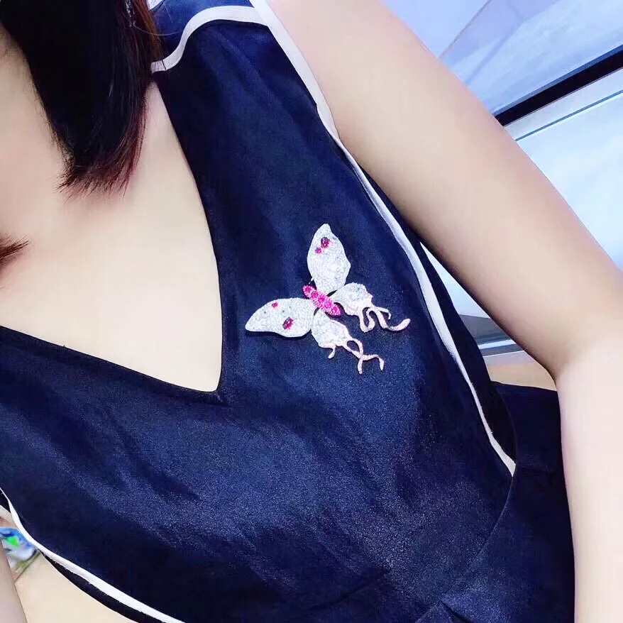 49x49mm Mixed Color golden plated Cz micro butterfly brooch