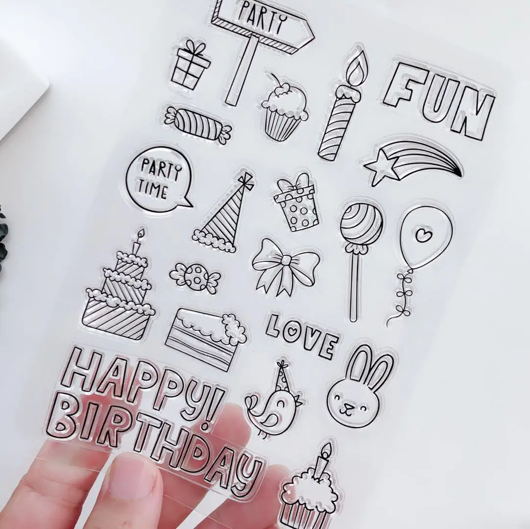 INFUNLY Happy Wedding Day Clear Stamp And Die Cuts Set Bride And Groom Reusable Silicone Stamps