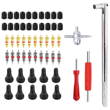 

54 Pcs Tire Valve Stem Tool Remover & Installation Set, TR412 Snap-in Valve Stems with Valve Stem Cores