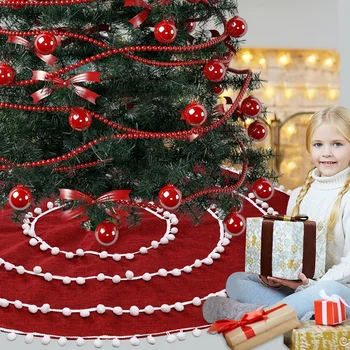 

Christmas Decoration Supplies White Circle Linen Tree Skirt Christmas-Tree Skirt Tree Bottoms Apron Christmas Tree Skirt