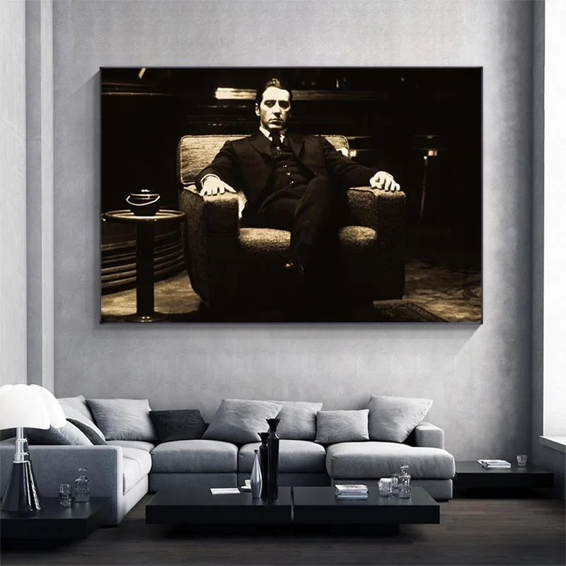 Винтажные настенные плакаты и принты для кино Godfather черно-белые картины на холсте