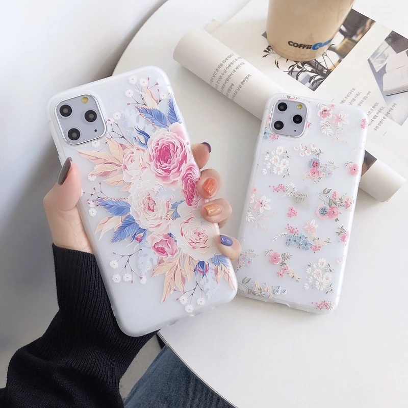 3D Relief Flower Cover Capa For Samsung Galaxy A51 A71 S20 A10 A20 A30 A50 A60 A70 A80 A90 Note 10 S10 Plus S10Plus Soft Case | Мобильные