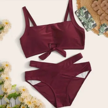 

Sexy Women's Bra Set Fashionable Tube up Two Pieces Push-Up Bathing Suits Ladies Soft Slim Thin Summer Beachwear Plus Size S-XL