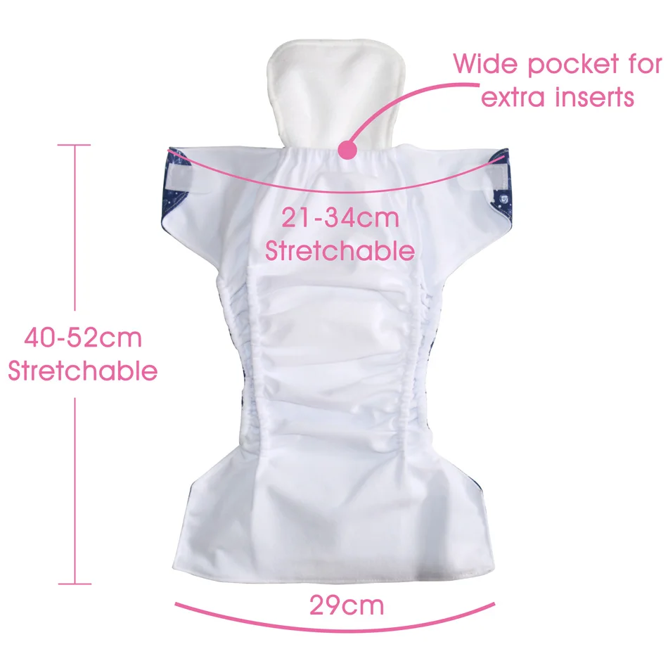 New!HappyFlute Big XL Pocket Diaper for Baby 2 Years and Older,suedecloth inner, stay-dry, size adjustable fits waist 36-58cm