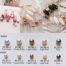 30 шт./пакет 6 мм/8 мм Нейл-арт набор страз с плоской задней жемчужным украшением жемчужины для украшения ногтей деко PL46/47(Европа