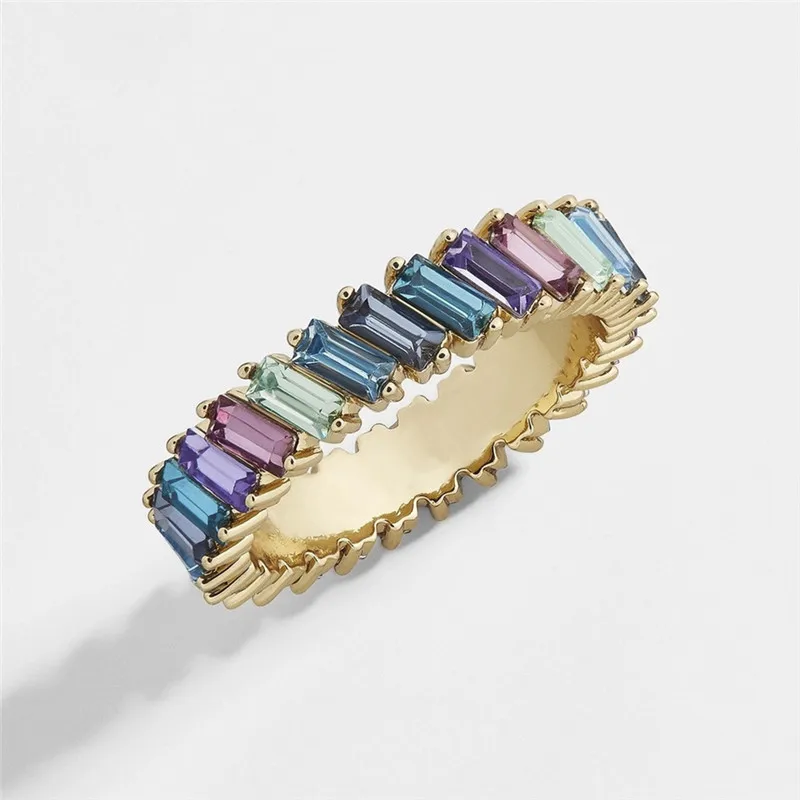 Разноцветные обручальные кольца с кристаллами для женщин, ювелирные изделия, брендовые Роскошные красочные наклонные циркониевые кольца для девушки, подарок на день рождения