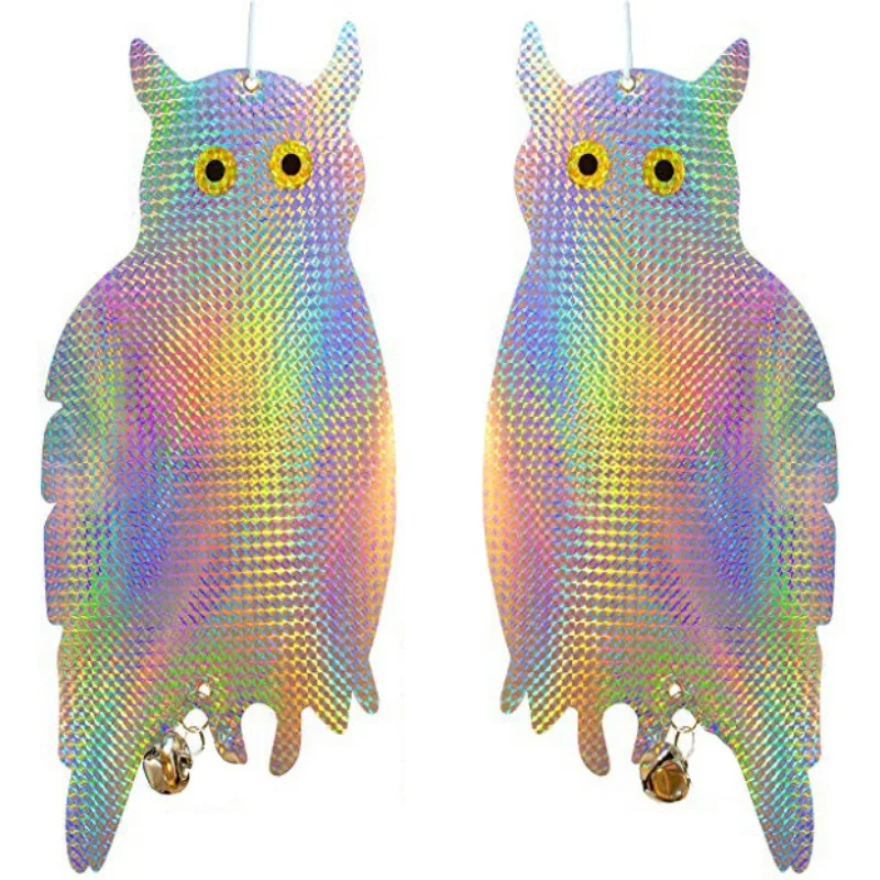 

2PCS/Set Bird Repellent Scare Device Fake Owl Hanging Reflective and Holographic Woodpecker Deterrent Keep Birds Pigeons Away