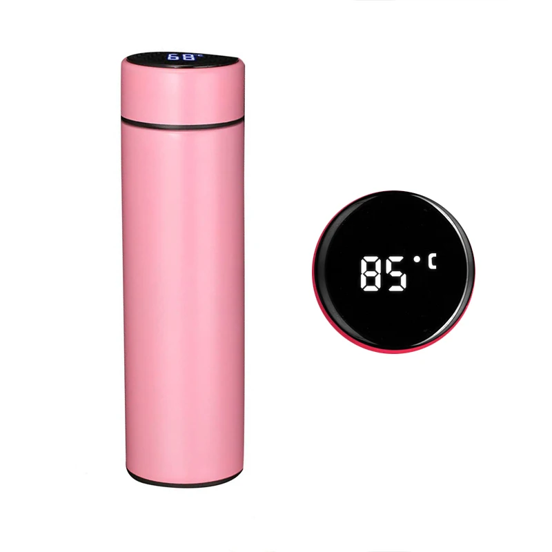 Термос с дисплеем температуры, термос из нержавеющей стали, вакуумная колба, термос, умная бутылка для воды, двойные стенки, изолированные бутылки, чашка - Цвет: A-Pink