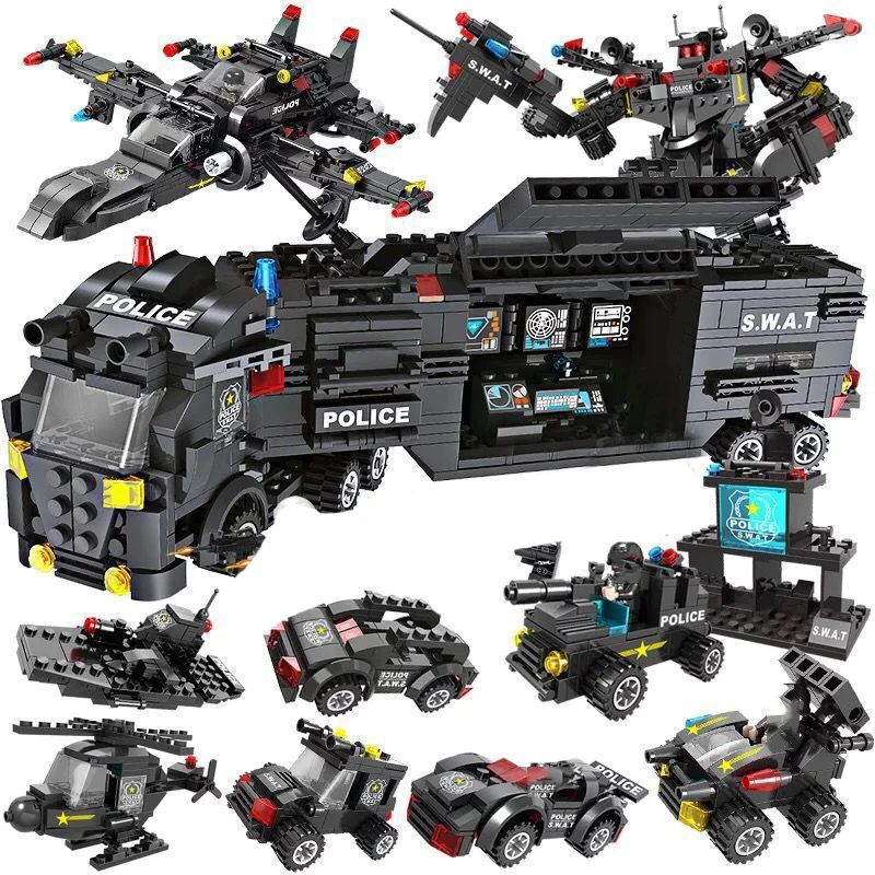 Новый город полицейский участок автомобиль строительные блоки для детей