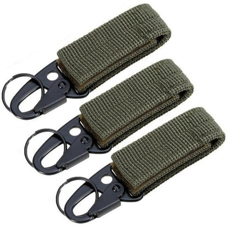 Nylon Tactical Molle Belt Carabiner Key Holder Camp Bag Hook Buckle Strap C WY 