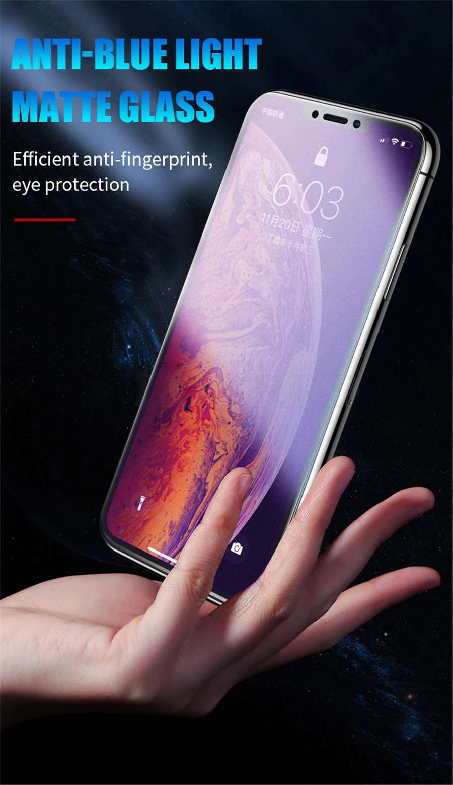 3D светильник с защитой от синего излучения, матовое закаленное стекло для iphone 11 Pro Max, матовая защитная пленка для экрана для iphone X XR XS Max, матовое стекло