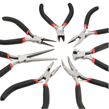 

7Pcs Mini Beading Insulated Pliers Tools Round Flat Long Nose Multi Size Pliers Set for wire work, beading, jewellery making