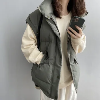 

2020 Women Vest Winter Coat Ladies winter bread clothing cotton vest female version of the loose sleeveless vest warm coat W845