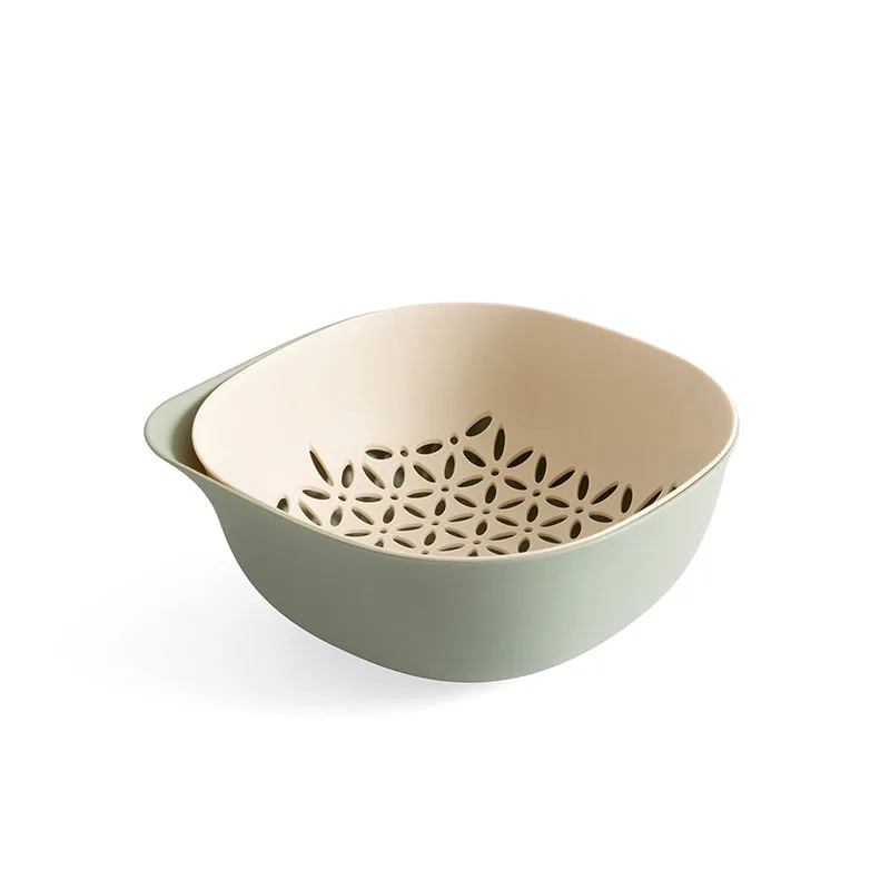 Double-drain Basket Washing Vegetables Blue Environmental Protection Materials Fruit and Vegetable Baskets Kitchen Supplies