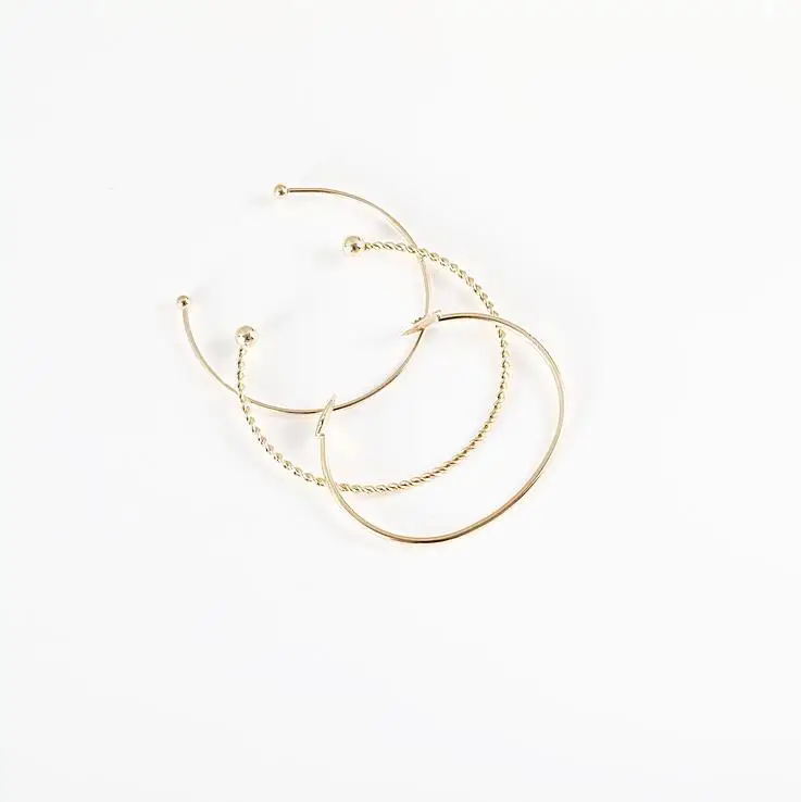 Bangle Bracelet Gold SV Plated Cuff Women Leaves Open Threepiece Suit