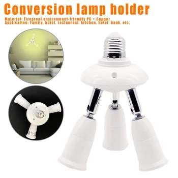 

Base Splitter Light Lamp Bulbs Adapter Holder Socket Portable for Home Hotel Kitchen