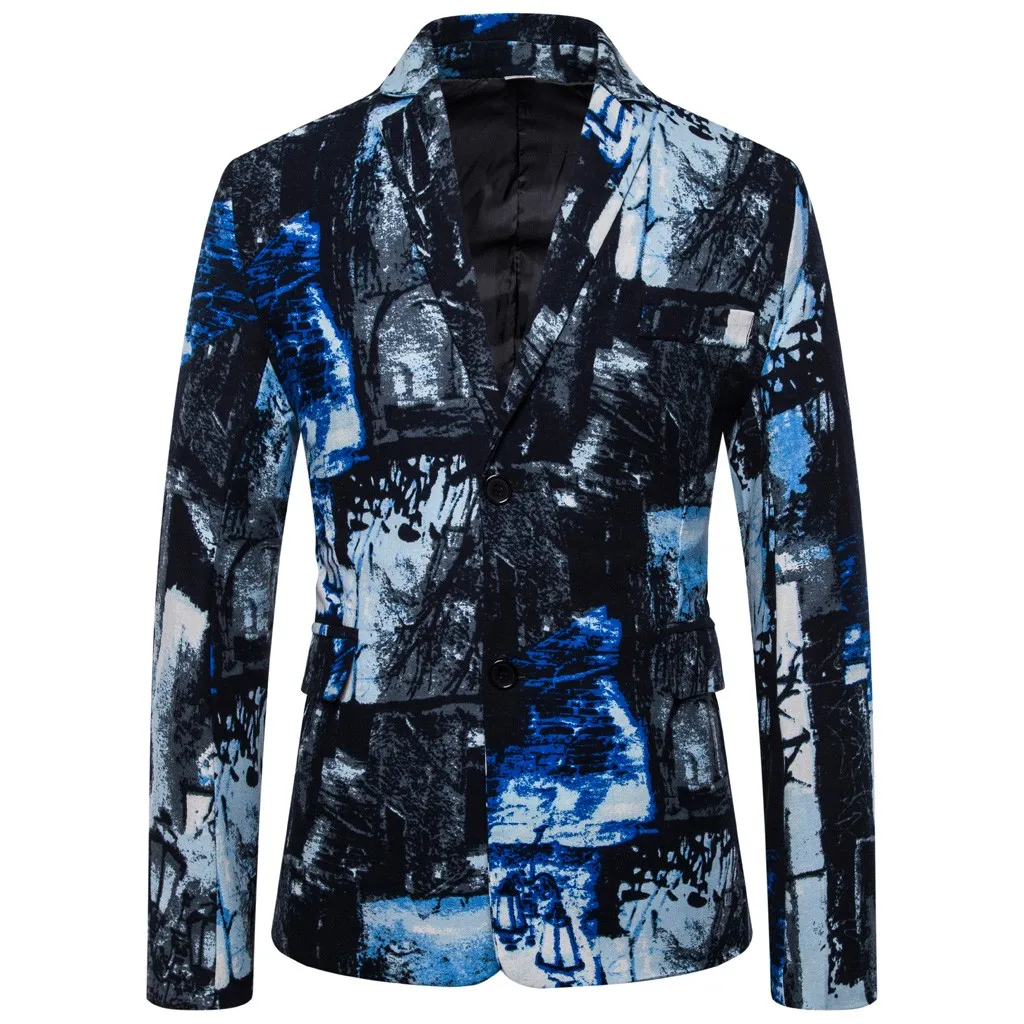 KLV, новинка, мужской пиджак, Повседневный, винтажный, с отложным воротником, с длинным рукавом, с цветочным принтом, пиджак, пиджак, формальный пиджак, мужской 9916