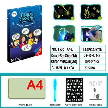 

Writing Children Educational Fluorescent Graffiti Luminous DIY Magic Gift Developing Toy Durable With Pen Funny Drawing Board