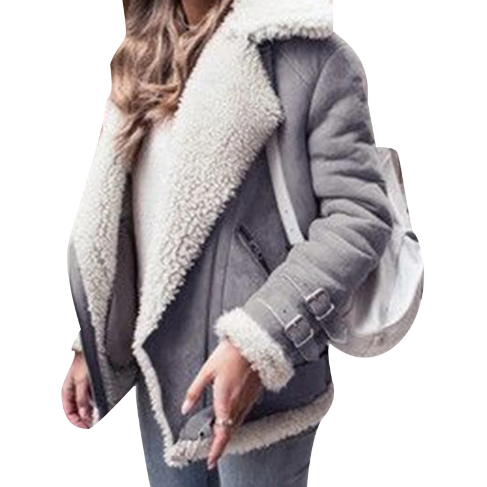 Зимнее меховое пальто женское тонкое хлопковое теплое плотное пальто из искусственного меха женское повседневное замшевое овечье пальто futro женская теплая верхняя одежда плюшевые пальто шуба