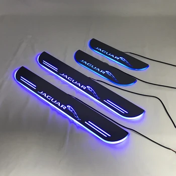 

RQXR led moving door scuff for jaguar xf dynamic door sill plate flat lining overlay flow/fixed light, 4pcs