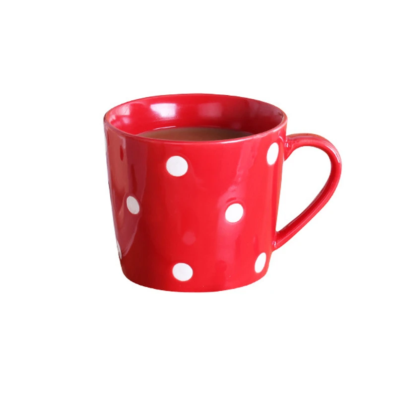 Carino 200Ml Polka Dot Tazze Di Caffè Latte Tazza Di Ceramica Creativa Tazza Di Succo Di Tazza Di Acqua Casa Drinkwares Rosso Rosa