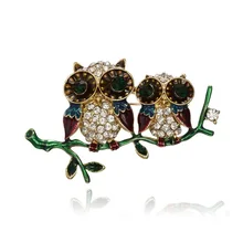 Европа и Америка, стиль, модная простая брошь из двух частей с кристаллами в виде совы, креативная классная брошь в виде веток, птиц, животных, нагрудника