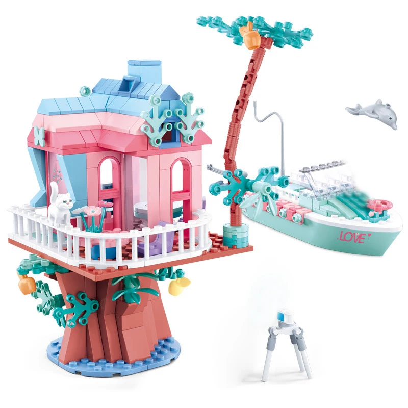 

Compatible Legoingly Friends Tree House Pink Bus Racing Princess Dream Series Figures Building Blocks Brick Set Toys For Girls