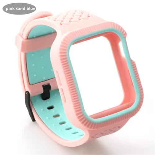 pink blue Чехол+ ремешок для часов Apple watch band 44 мм/40 мм iWatch band 42 мм 38 мм тканый силиконовый ремешок для часов Браслет Apple watch 5 4 3 21 40 - Цвет ремешка: pink blue