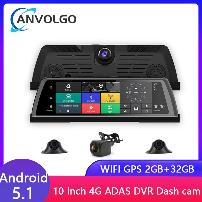 4 Channel 4G Android 5.1 Center Console Mirror Car DVR Dash Cam 10&quot IPS Auto Video Recorder ADAS WiFi GPS Surveillance Camera |