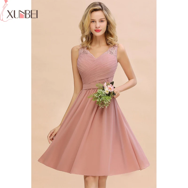 Bridesmaid Dresses Short Pink A-Line Sleeveless Formal Party Elegant Dress For Women Wedding Dress vestidos fiesta boda