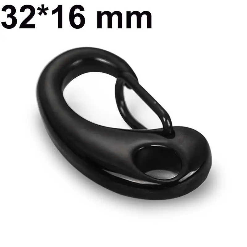 32X16 mm Black Черная серебряная застежка из нержавеющей стали застежка на пружине застежка-краб соединительные зажимы крюк DIY для изготовления украшений вручную аксессуары - Цвет: 32X16 mm Black