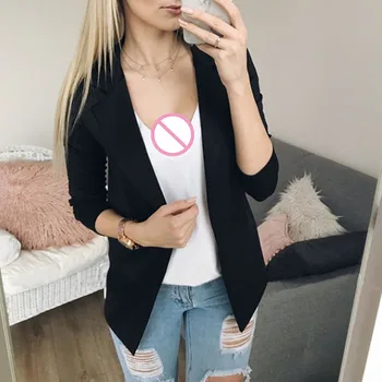 

Autumn Winte Solid Color Slim Long Sleeve Cardigan Small Suit For Ladies