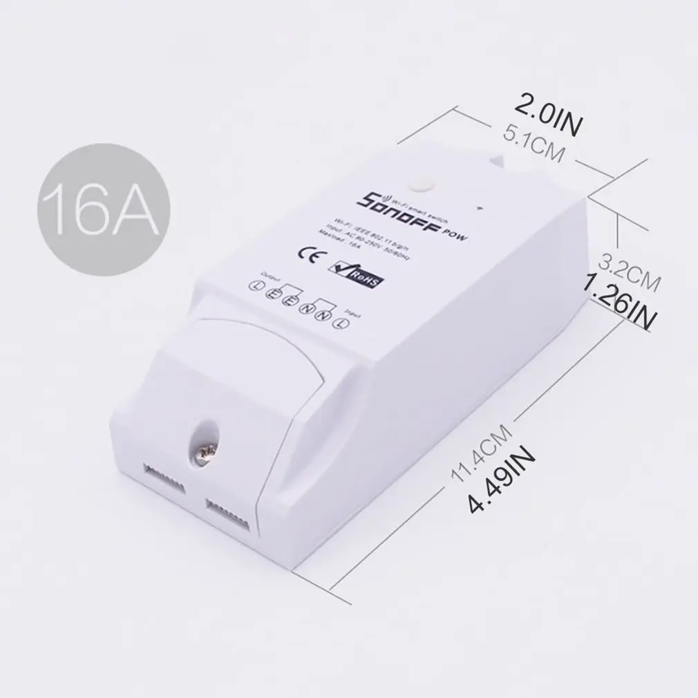 Sonoff Pow R2 Беспроводной Wi-Fi переключатель тока Напряжение Мощность обнаружения переключатель Профессиональный Прозрачный мобильный телефон