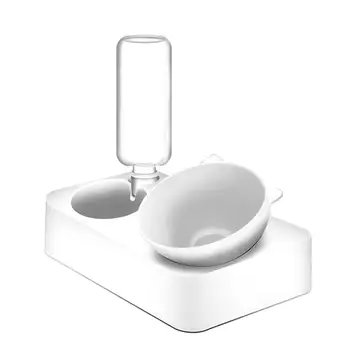 

Adjustable Cat Food Dish Pet Feeder Water Bowl For Cats And Small Dogs Pet Cats Oblique Double Bowl With Holder Pet Supplies