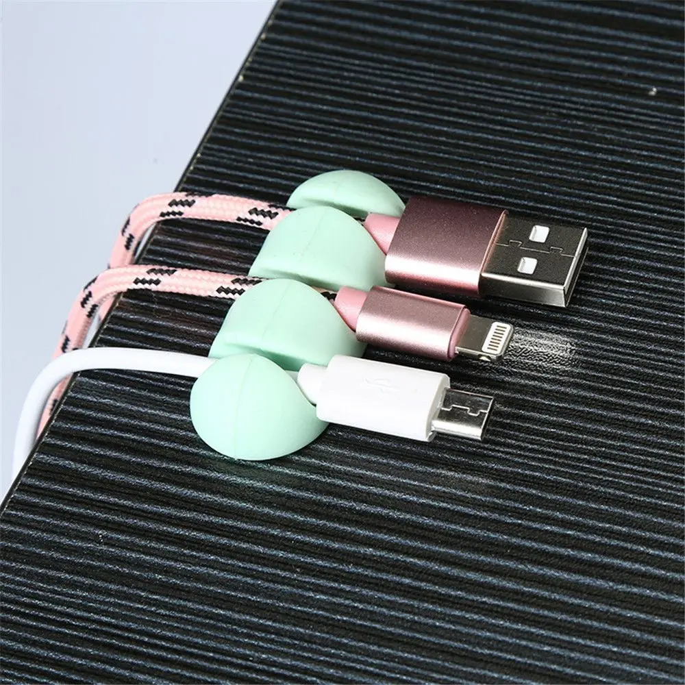Adhesive Silicone Cable Winder Solid Color Cable Holder Earphone Clip Charger Organizer Line Fixer Desk Set Office Supplies