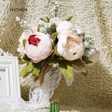 Свадебный букет белые шелковые пионы розы свадебные букеты невесты цветы свадьба домашний декор с цветами SPH013