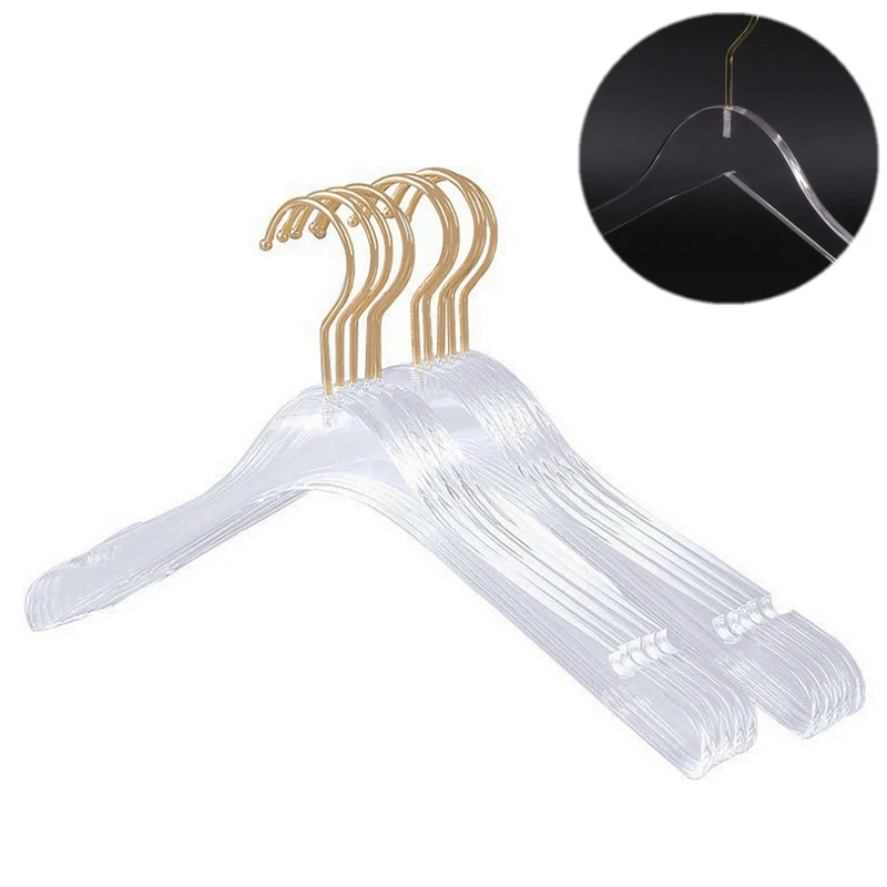 10 Pcs 15" Woman Clear Acrylic Clothes Hanger Clothing Display Rack