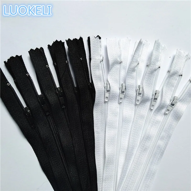 20pcs Black and white 3#( 10cm-100cm) Closed Nylon Coil Zippers Tailor Sewing Craft