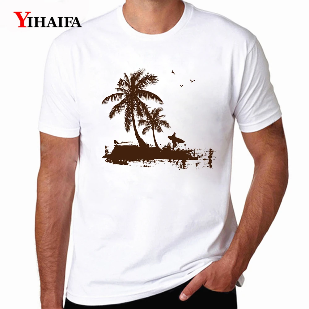 

YIHAIFA Men T-Shirt Summer Coconut Tree Graphics Tees Short Sleeve Mens T Shirts Streetwear Tee Shirt Casual Tops